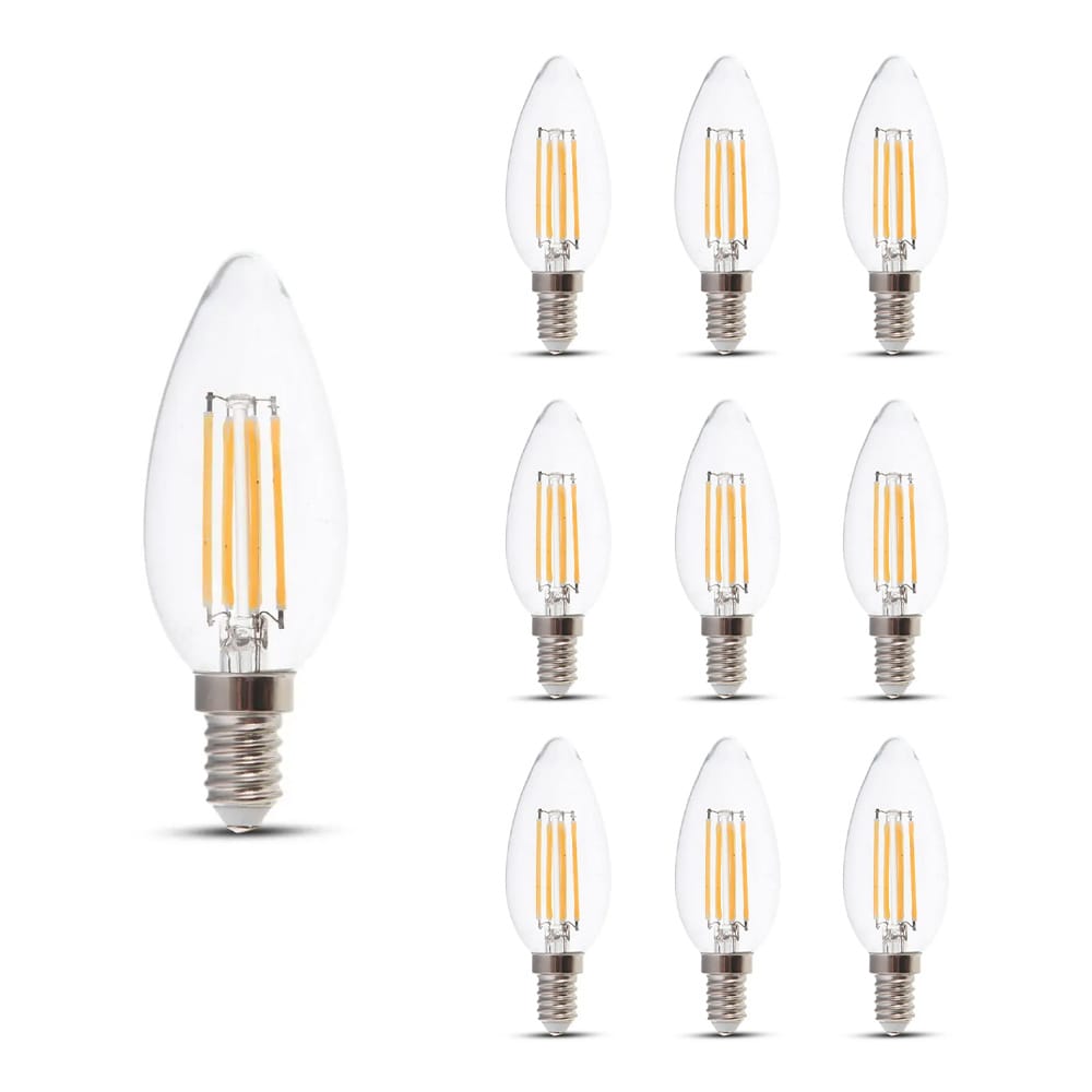 10x E14 LED Filament Lamp - 4 Watt 400 Lumen - 3000K Warm wit - Vervangt 35 Watt - E14 fitting - Kaarslamp - Kleine fitting afbeelding