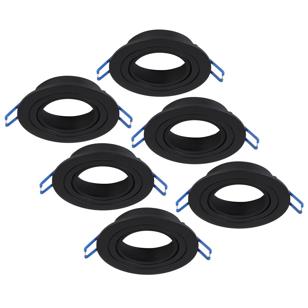 Set van 6 Pedro LED Inbouwspots - Kantelbaar - Diameter 90mm - Rond - GU10 Fitting inbouwarmatuur - IP20 voor binnen - Zwart afbeelding