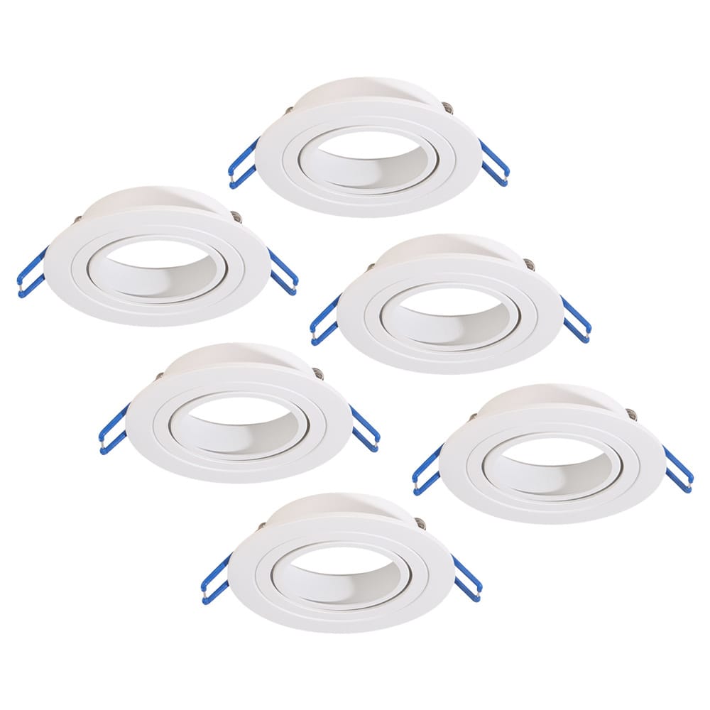 Set van 6 Balos LED Inbouwspots - Kantelbaar - Diameter 90mm - Rond - GU10 Fitting inbouwarmatuur - IP20 voor binnen - Wit afbeelding