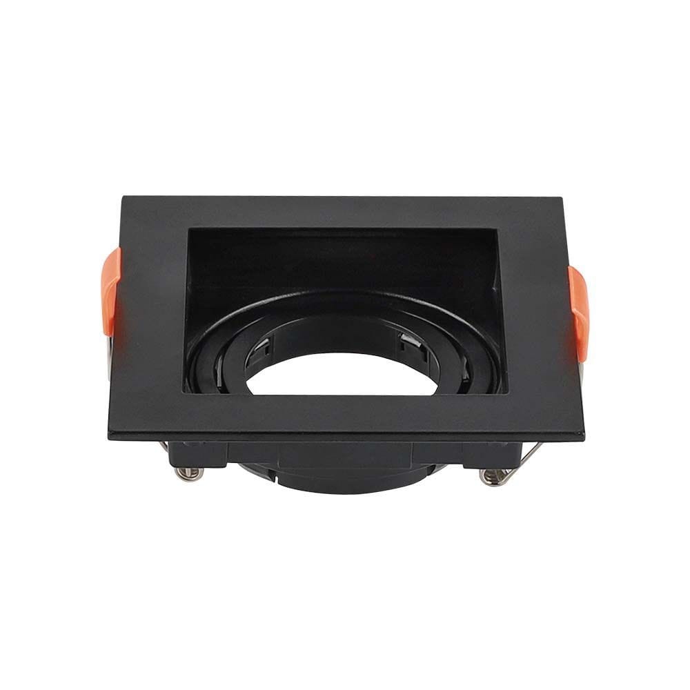 Fresno LED Inbouwspot - Kantelbaar armatuur - Kunststof - 95x95mm - GU10 Fitting incl. lamphouder - Vierkant - IP20 voor binnen - Zwart afbeelding