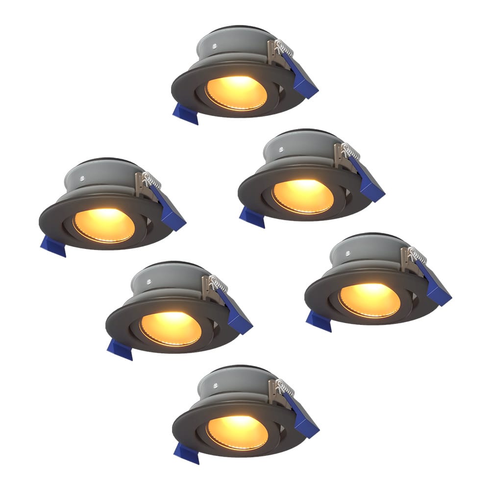 Set van 6 Lima LED inbouwspots - 4 Watt 345 lumen - 2700K Warm wit - GU10 - Dimbaar - Rond - Kantelbaar - IP65 Waterdicht - Zwart - Voor binnen, buiten en badkamer afbeelding