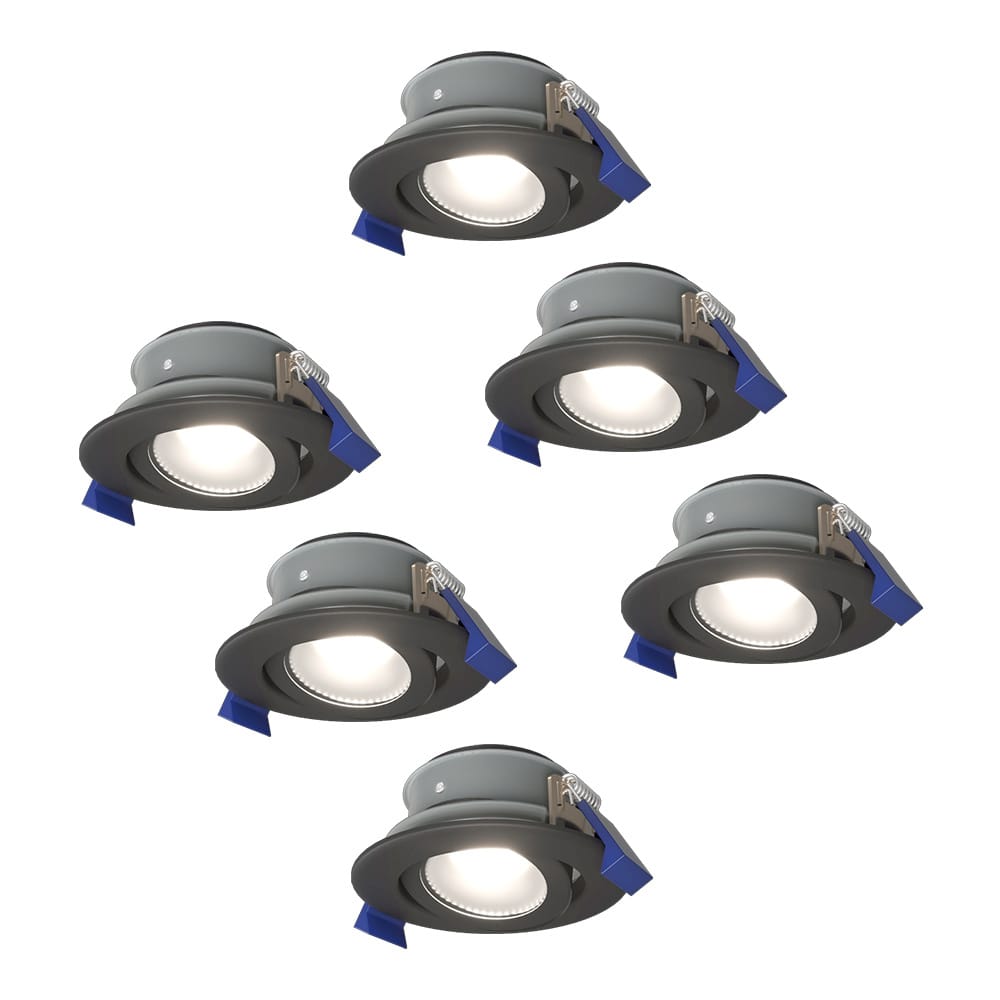 Set van 6 Lima LED inbouwspots - 5 Watt 400 lumen - 6000K daglicht wit - GU10 - Dimbaar - Rond - Kantelbaar - IP65 waterdicht - Zwart - Voor binnen, buiten en badkamer afbeelding