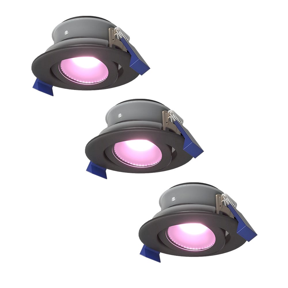 Set van 3 Lima smart inbouwspots - Wifi + Bluetooth - RGBWW - GU10 5,5 Watt 345 Lumen - Kantelbaar - Google Home, Amazon Alexa en Siri - IP65 Waterdicht - Zwart - Bestuurbaar via app en stem afbeelding