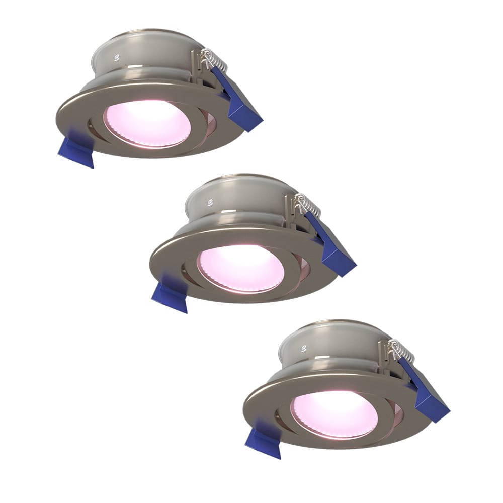 Set van 3 Lima smart inbouwspots - Wifi + Bluetooth - RGBWW - GU10 5,5 Watt 345 Lumen - Kantelbaar - Google Home, Amazon Alexa en Siri - IP65 waterdicht - RVS - Bestuurbaar via app en stem afbeelding