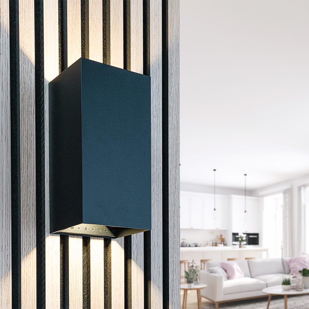 Miles LED Wandlamp - 20W 2000lm - IP65 Waterdicht - 3000K Warm Wit - Binnen en buiten - Up & Down Light - Zwart afbeelding