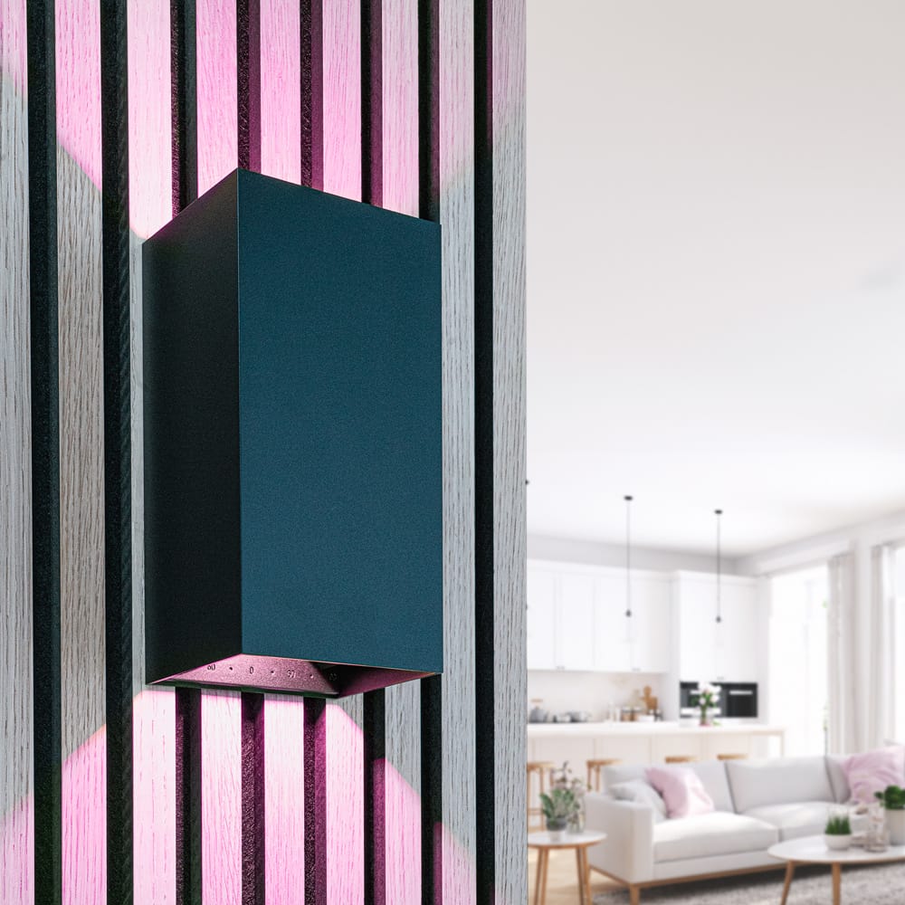Miles XL Smart Wandlamp LED - Wifi + Bluetooth - 20W 2000lm - Dimbaar - RGBWW - IP65 waterdicht - Up Down lamp - Verstelbaar - Zwart - Google Home, Amazon Alexa en Siri afbeelding