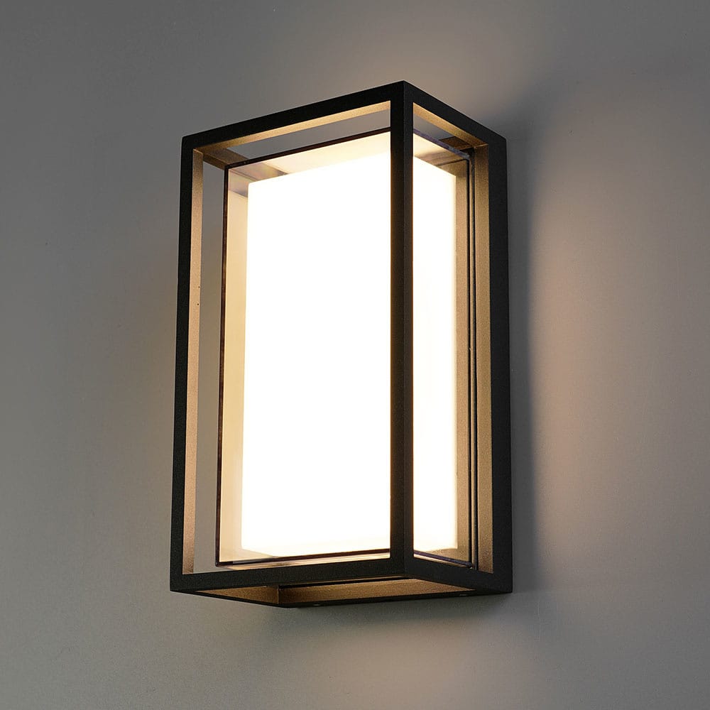 Brandon LED wandlamp - 12W 1200lm - 3000K warm wit - IP54 waterdicht - Zwart - Binnen en buiten - Wandlantaarn - Modern en klassiek afbeelding