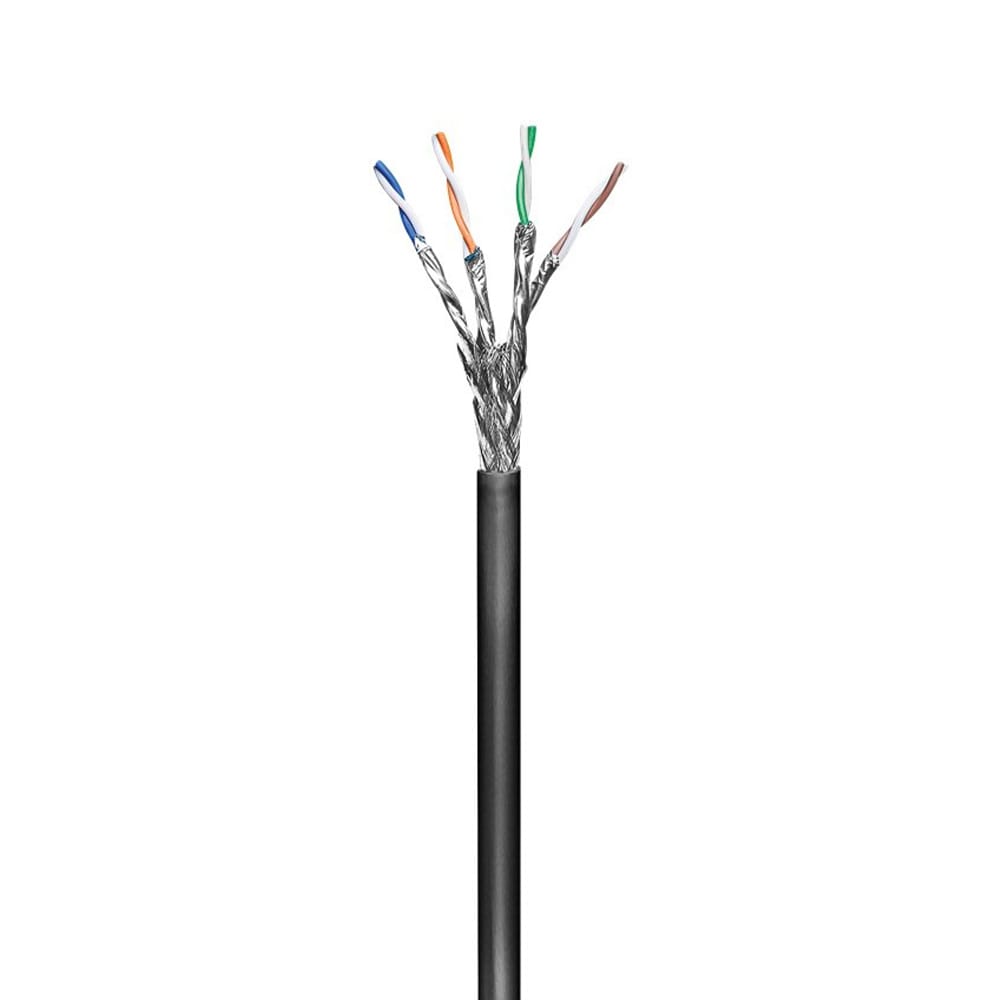 CAT 6 S/FTP buitenkabel op rol - 100m - Patch - PIMF - CCA - UTP Kabel - Ethernet kabel - Internetkabel - Zwart afbeelding