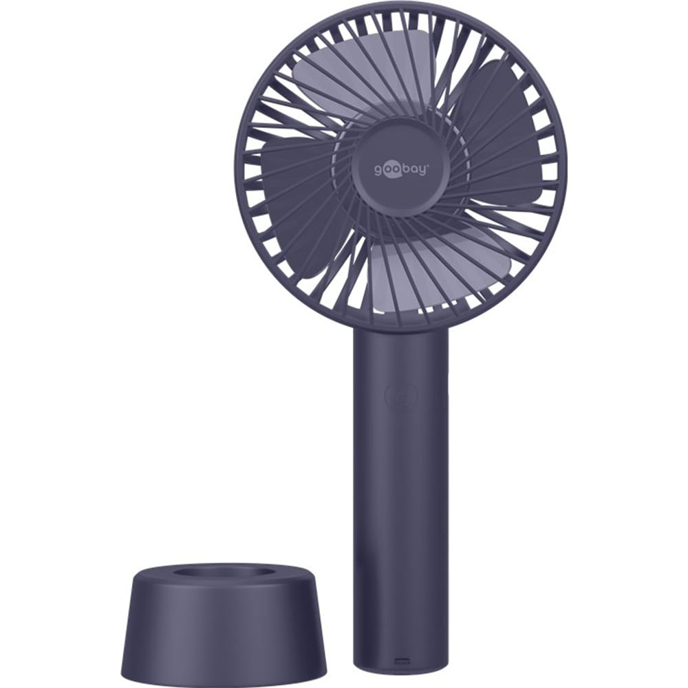 Handventilator - Ø10 centimeter - 20 centimer hoog - Mini USB ventilator - Incl. oplaadkabel & polsbandje - Blauw afbeelding