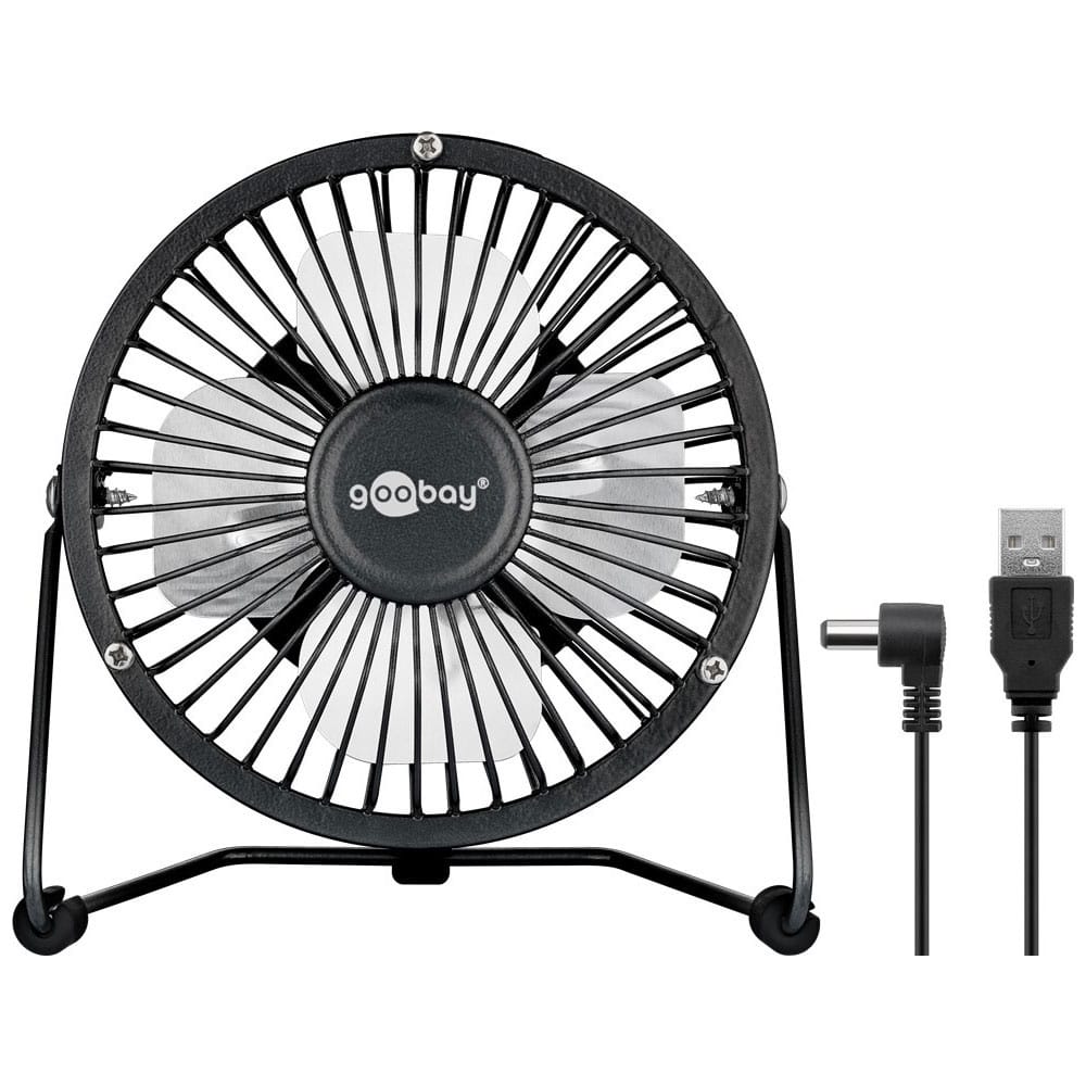 Bureauventilator - Ø13 centimeter - 16 centimer hoog - Mini USB ventilator - Kantelbaar - Met aan/uit schakelaar - Zwart afbeelding