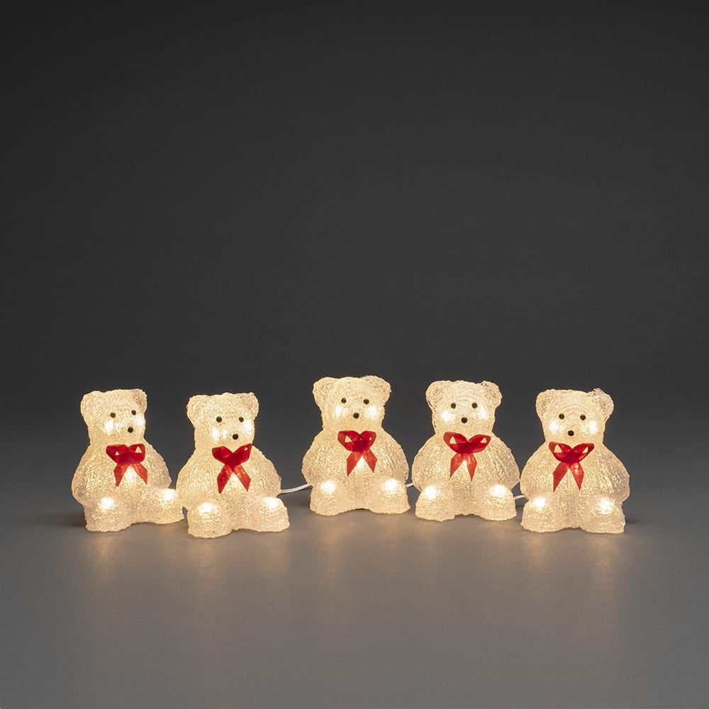 Verlicht kerstfiguur voor buiten - 5 beertjes - 40 LEDs - Warm wit - Dimbaar - 12 cm hoog - Kerstverlichting afbeelding