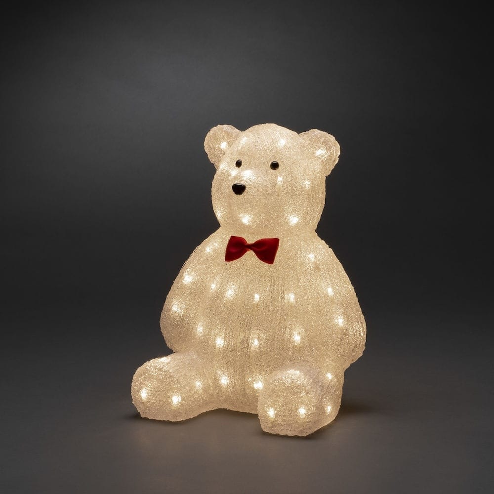 Verlicht Kerstfiguur voor binnen en buiten - Teddy beer - 64 LEDs - 38 cm hoog - Kerstverlichting afbeelding