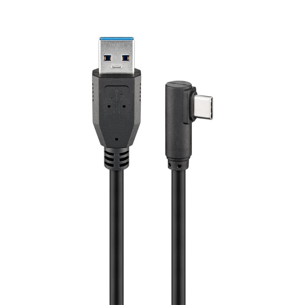 USB 3.2 GEN 1 (USB3.0) Aansluitkabel - USB-C naar USB-A - 5Gbit/s - USB adapter - OTG kabel - 90 graden - 2m - Zwart afbeelding
