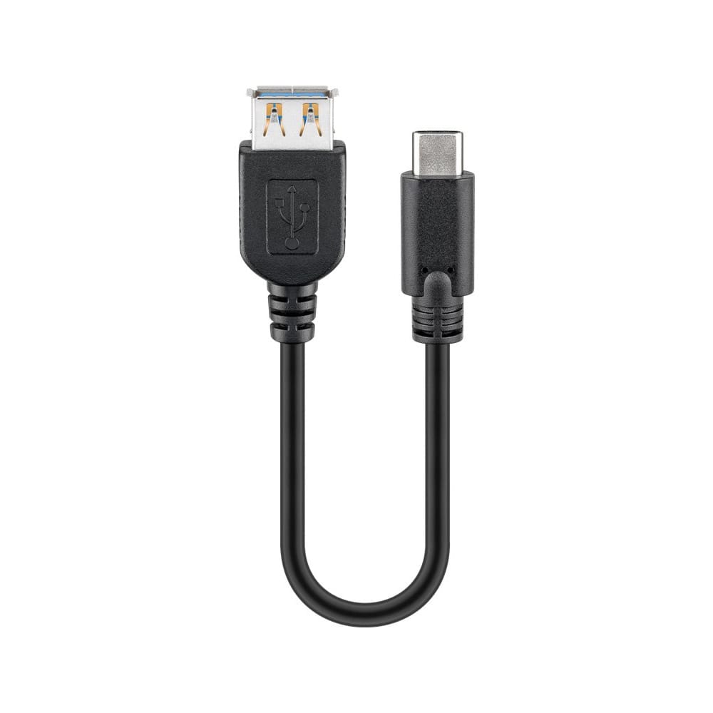 USB 3.2 GEN 1 (USB3.0) Aansluitkabel - USB-C naar USB-A - 5Gbit/s - USB adapter - OTG kabel - 0.2m - Zwart afbeelding