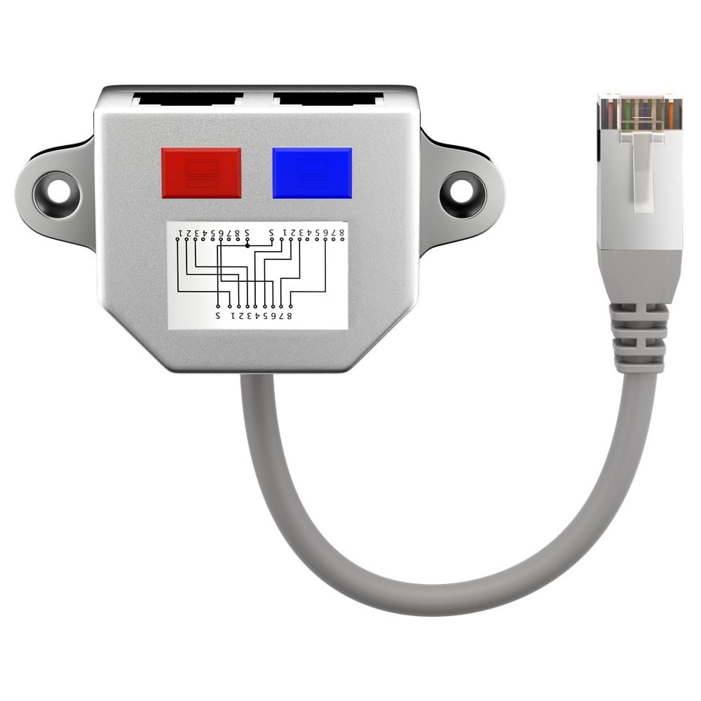 RJ45 kabelsplitter - CAT T-koppelstuk - F/UTP - voor internetkabels - ethernet kabel - CAT kabel - Grijs afbeelding