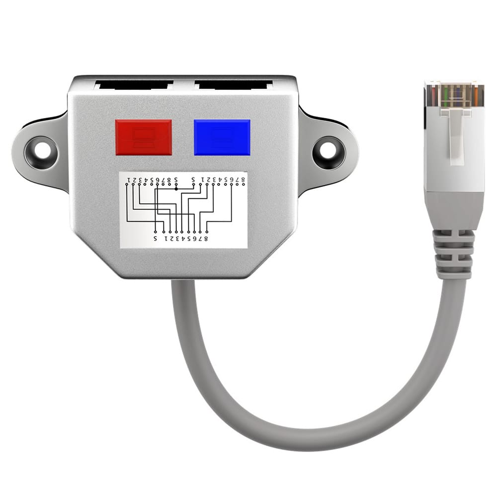 RJ45 kabelsplitter - CAT6a T-koppelstuk - LSA/LSA - 500MHz - voor internetkabels - ethernet kabel - CAT kabel - Grijs afbeelding