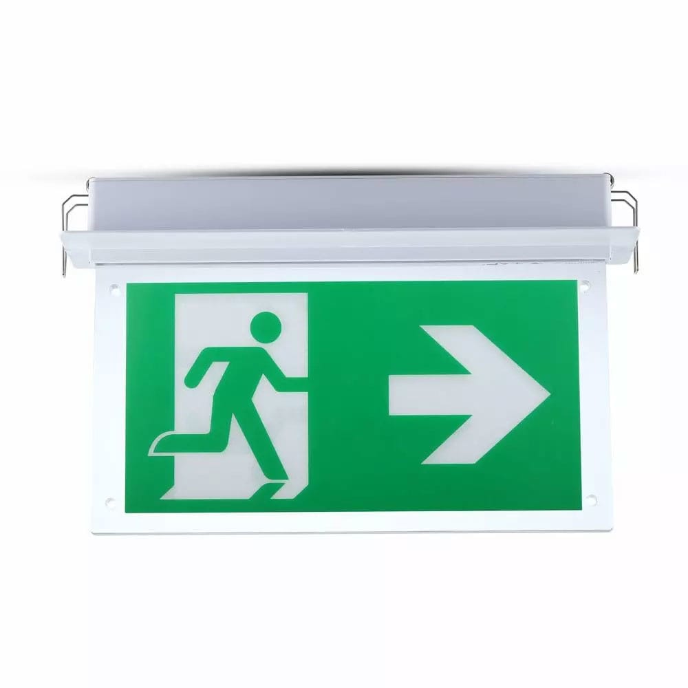 LED Noodverlichting met accu - 2 Watt - Inbouw - Plafondinstallatie - 6000K Daglicht wit - Samsung LEDs - Incl. pictogram met vluchtwegaanduiding - Incl. Testknop afbeelding