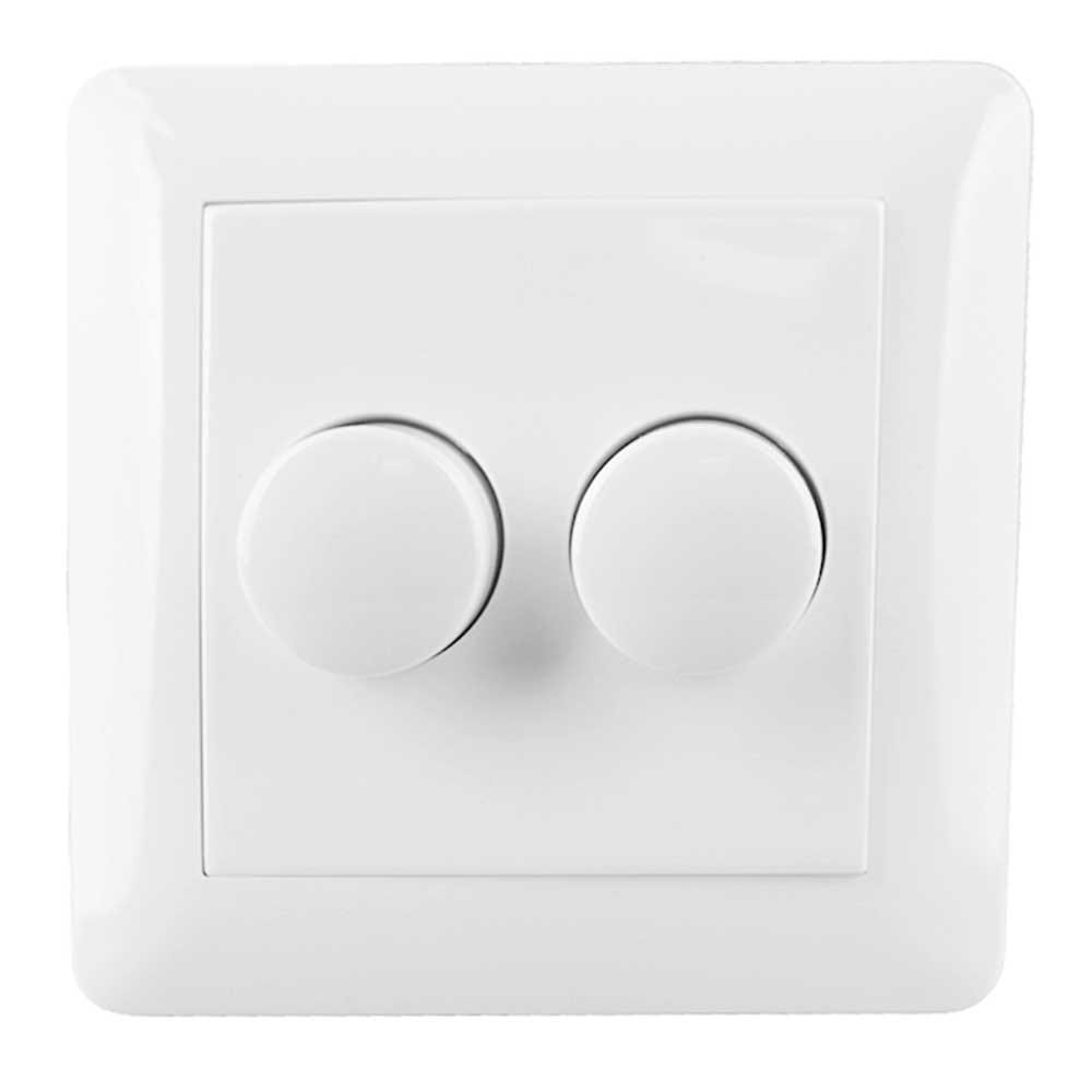 Dubbele dimmerknop incl. centraalplaat en raamwerk - Wit - Geschikt voor art. 843037 afbeelding