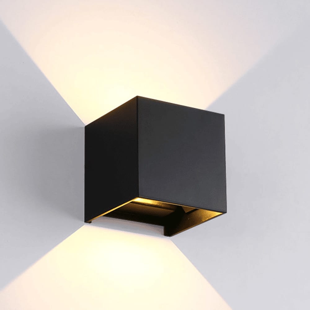 LED Wandlamp - 6 Watt 540 lumen - 3000K Warm Wit - PVC - IP54 Waterdicht - Up & Down Light - Zwart - Binnen en buiten - Kubus - Muurlamp afbeelding
