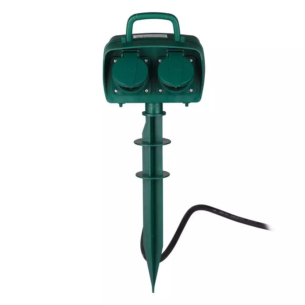 Buitenstopcontact - 4 stopcontacten - IP44 waterdicht - 3 meter kabel - Tuincontactdoos - Stekkerdoos - Groen afbeelding
