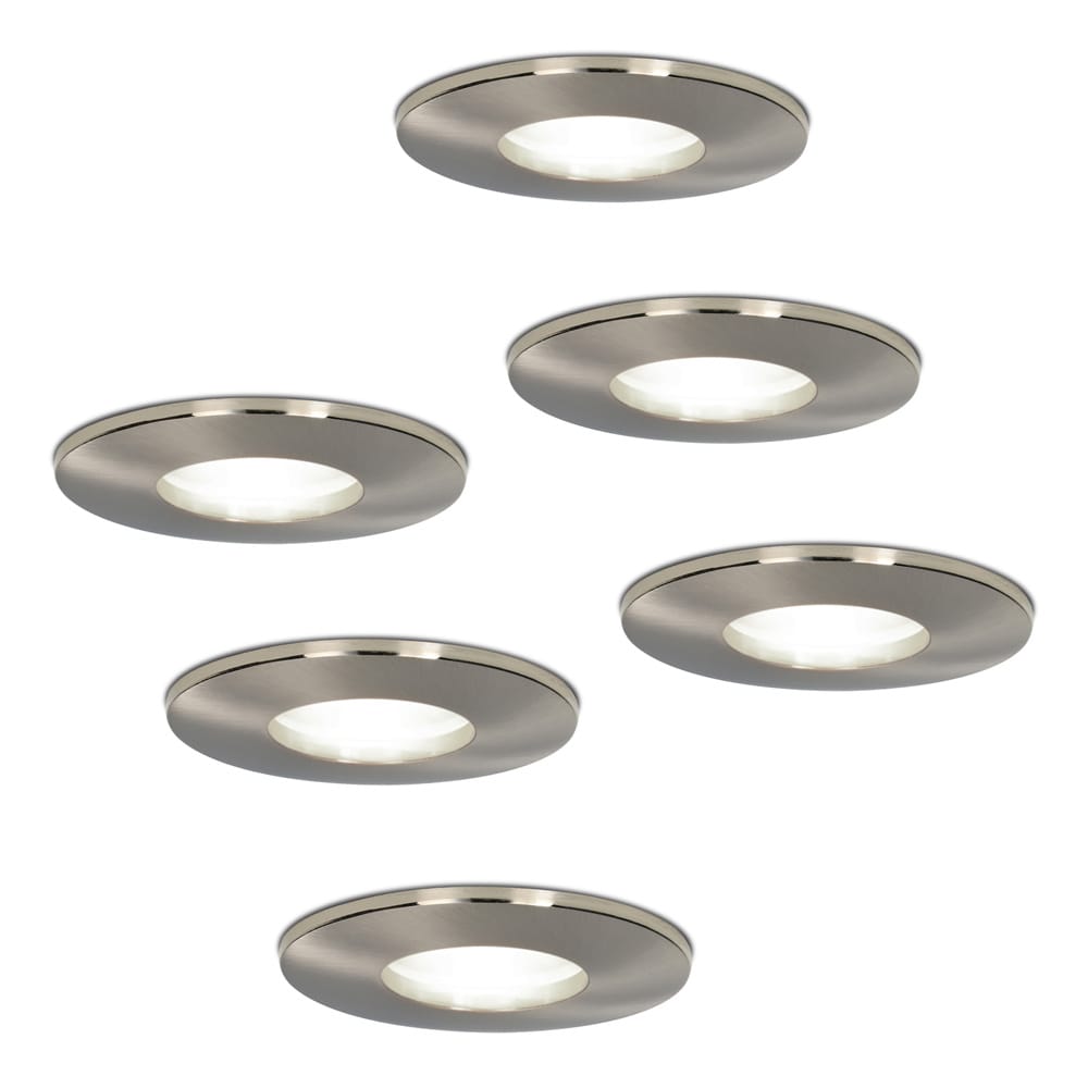 6x Vegas LED Inbouwspots - Dimbaar - 5 Watt 6000K Daglicht wit IP44 Aluminium geborsteld - Voor binnen, buiten en badkamer afbeelding