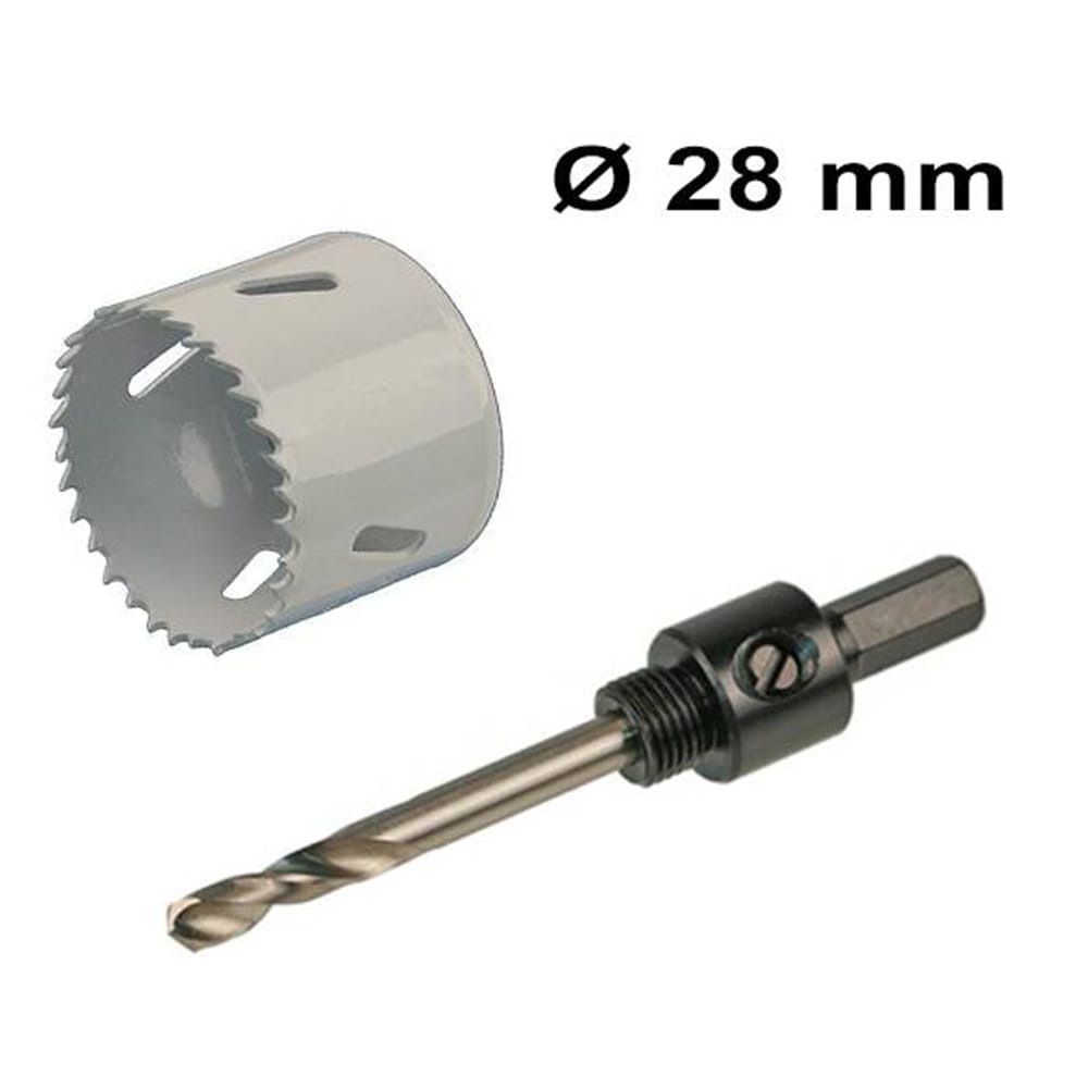 Gatenzaag Ø28 mm - Adapter met centreerboor - Geschikt voor LED Inbouwspots Milano - Bi-metaal zaagblaad afbeelding