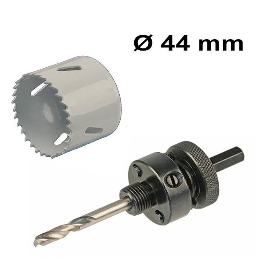 Gatenzaag Ø44 mm - Adapter met centreerboor - Geschikt voor LED Inbouwspots Sienna - Bi-metaal zaagblaad afbeelding