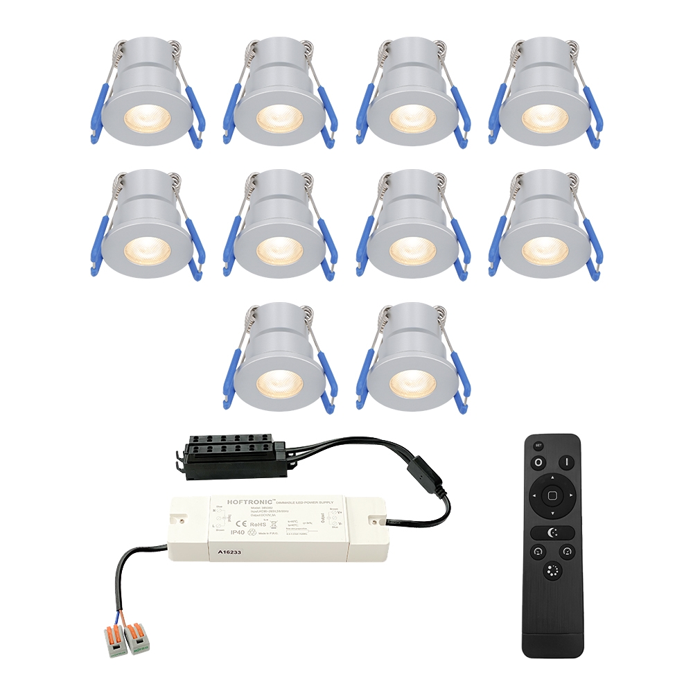 10x Milano Mini 12V LED Einbaustrahler - 3W 200lm - Dimmbar - 2700K - IP65