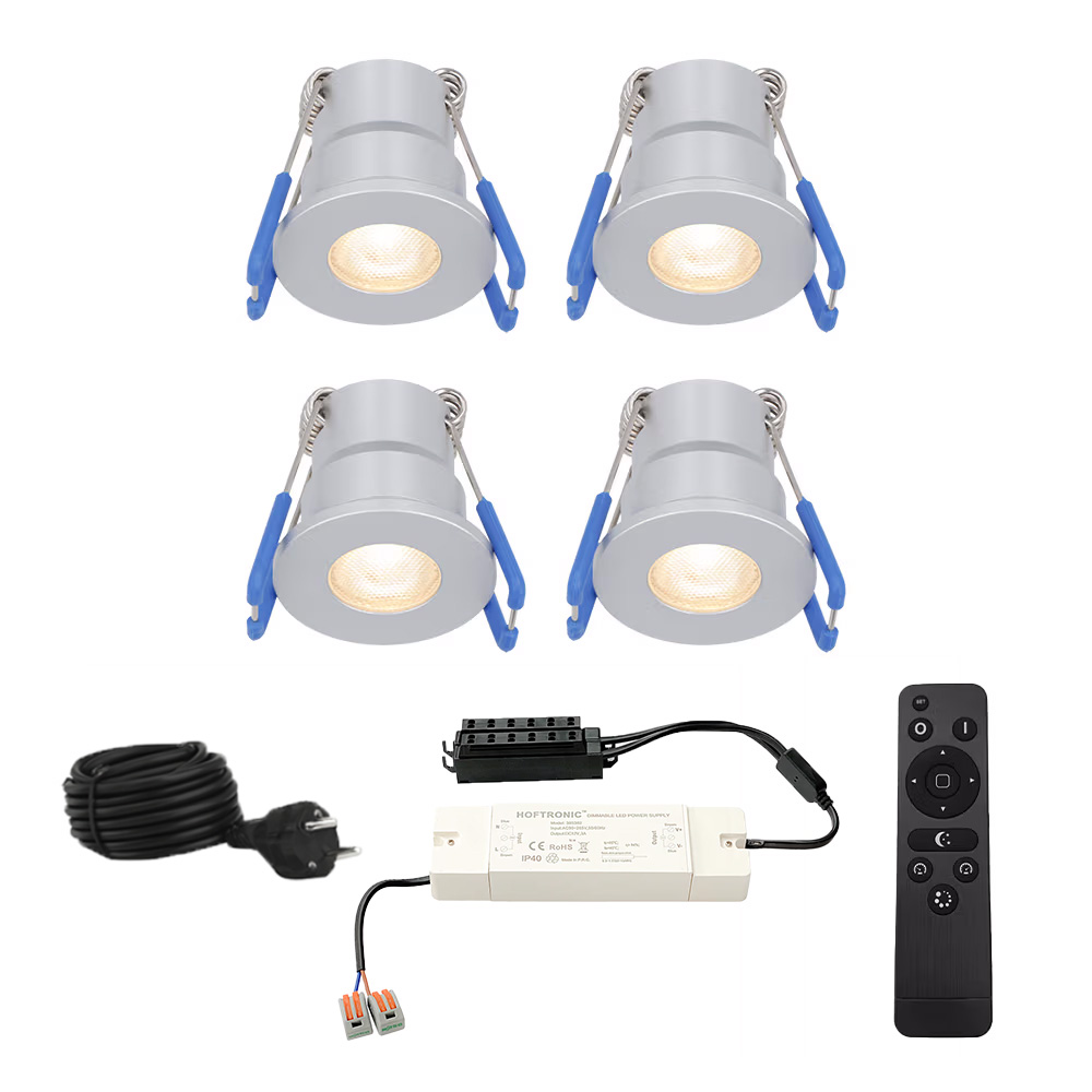 Set mit 4 Milano Einbaustrahlern 12V - IP65 - 2700K - 3W 200lm - Edelstahl
