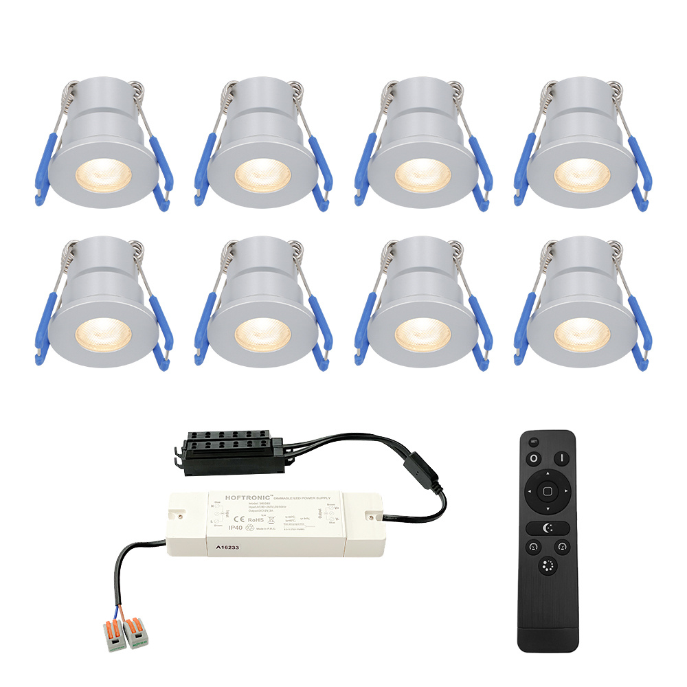 8x Milano Mini 12V LED Einbaustrahler - 3W 200lm - Dimmbar - 2700K - IP65