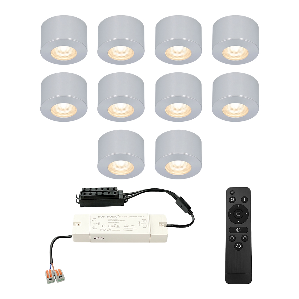 10x Navarra 12V Mini LED Spotlights - 3W 200lm - Dimmable - 2700K - IP44