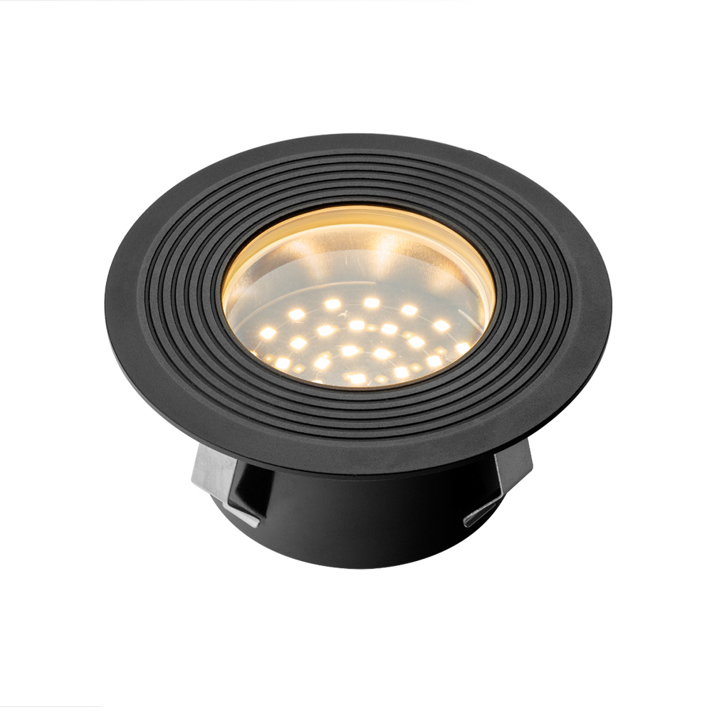 Onyx 90 LED Indbygningsspot - 2W - 18lm - 2700K varm hvid - 12V - IP67 - Terrassebelysning - Antracit