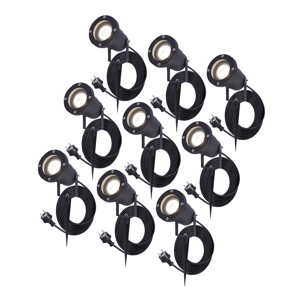 9x Sydney LED Gartenstrahler - 4W 345lm - Schwenkbar - 4000K - IP65 - Schwarz