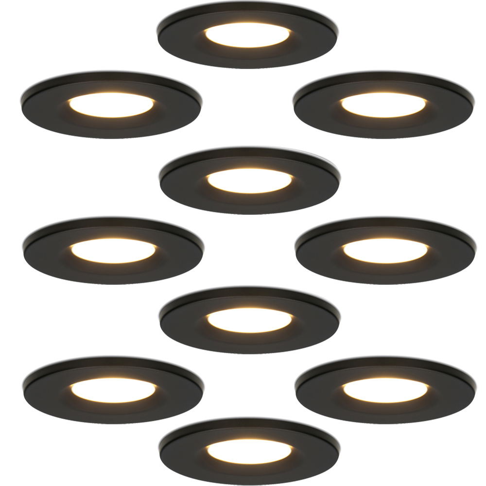 10x Venezia LED Einbaustrahler - 6W 650lm - 2700K - IP65 - Schwarz