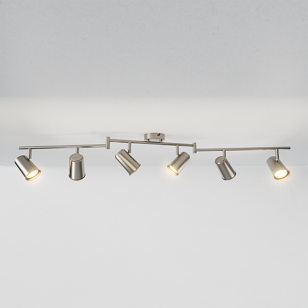 Riga LED ceiling light 6 lights 24W 2070lm 2700K Tiltable - IP20 - stainless steel