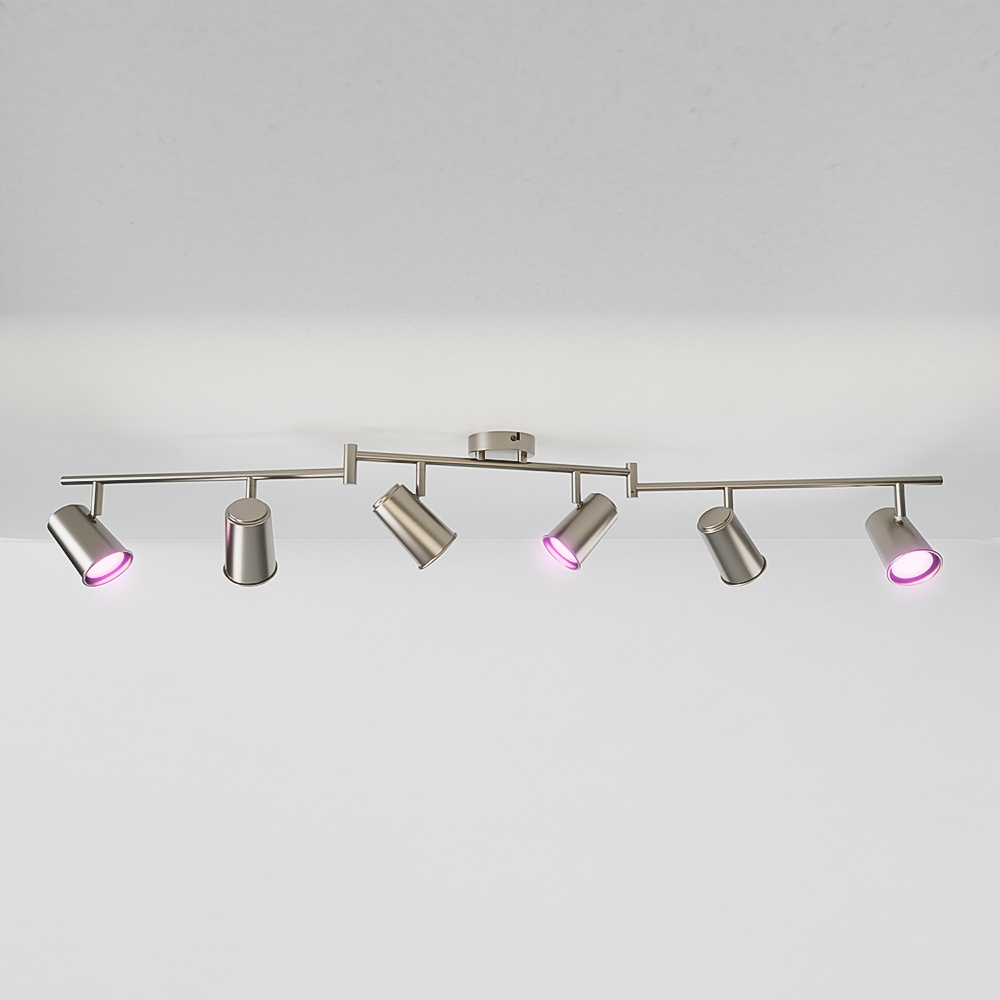Riga Smart Ceiling Light 6 lights 30W 2400lm RGBWW Tiltable IP20 - Stainless Steel