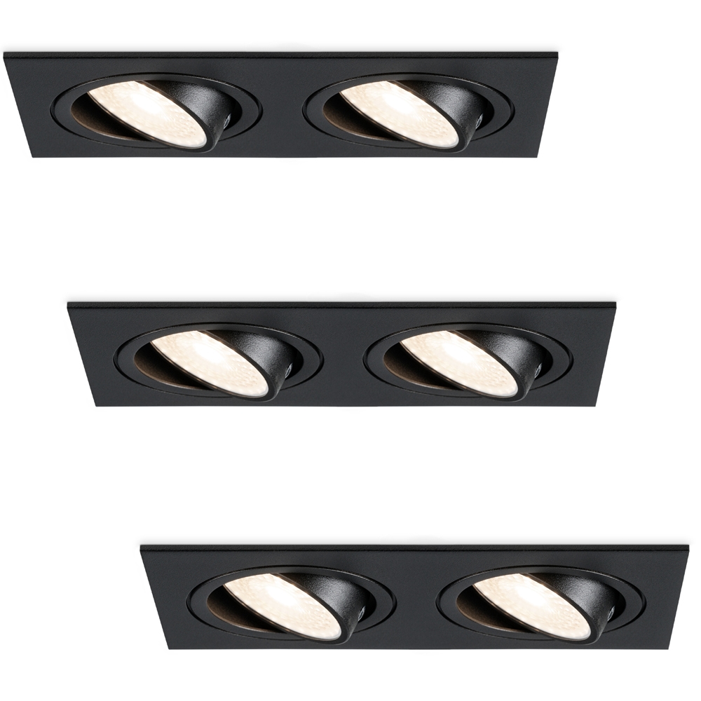 3x Mallorca Spot LED Encastrable - 8W 690 Lumen - 4000K - Inclinable - Noir