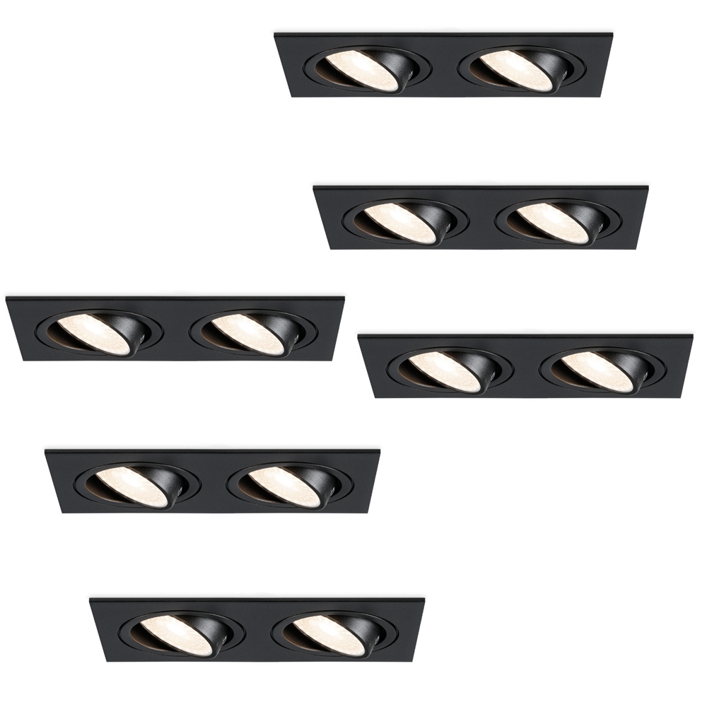 6x Mallorca Spot LED Encastrable -8W 690 Lumen - 4000K - Inclinable - Noir