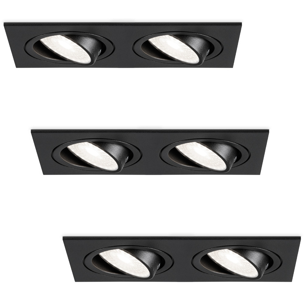 3x Mallorca Spot LED Encastrable - 8W 690 Lumen - 6500K - Inclinable - Noir