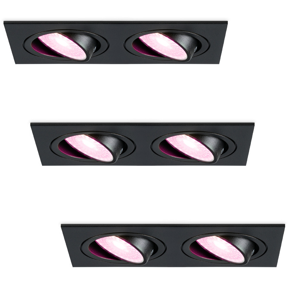 3x Mallorca Smart Inbouwspots - 11W 690 Lumen - RGBWW - Zwart