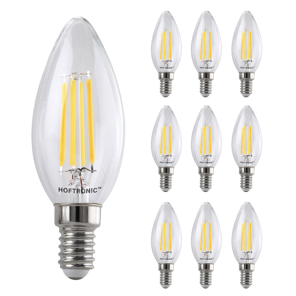10x Ampoules LED E14 Filament - 4 W - 470 lm - 2700 K - Remplace 40 W - C37