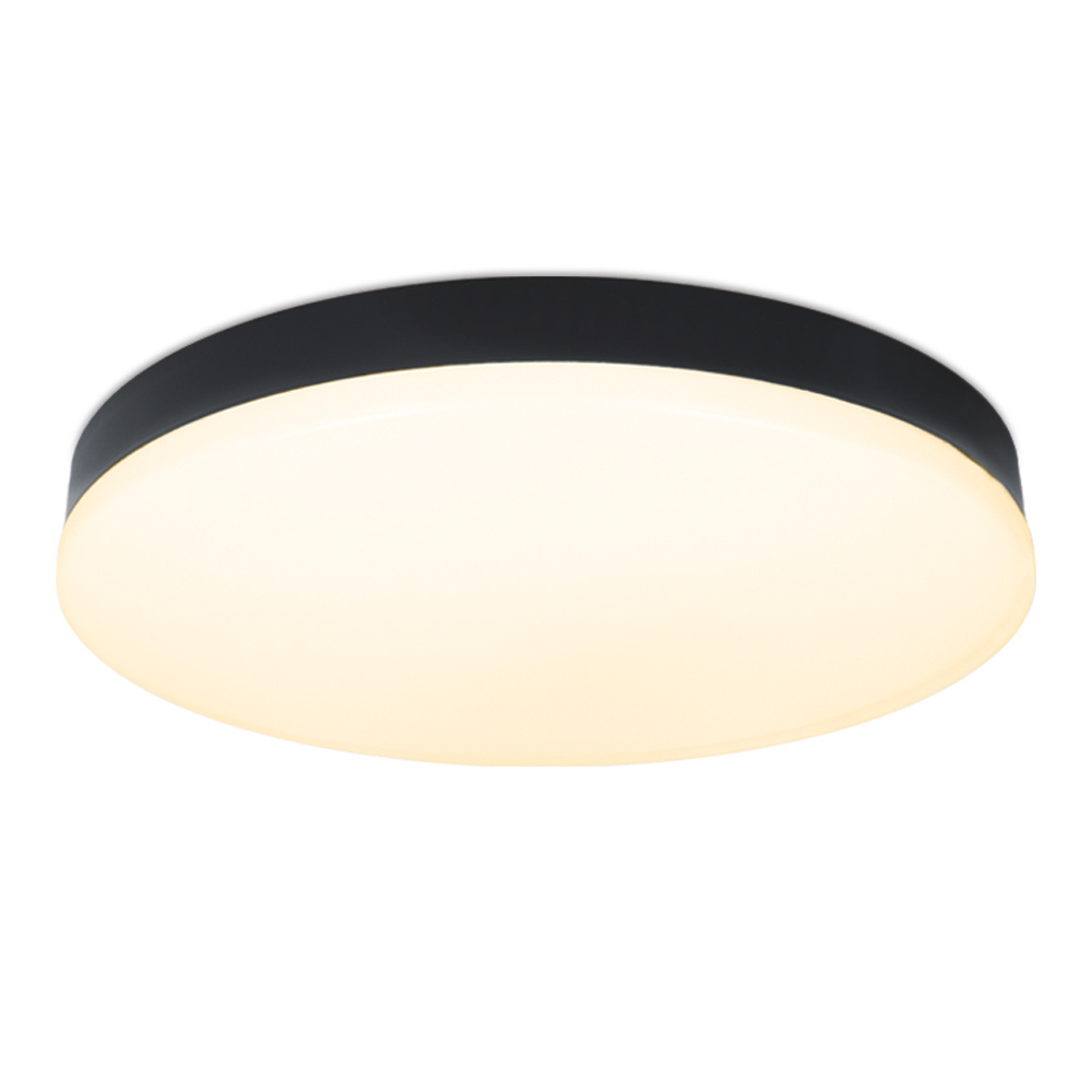 Lumi - Plafonnier salle de bain - 18W 1500lm - Noir - 30 cm - IP54 - 2700K - Plafonnier LED