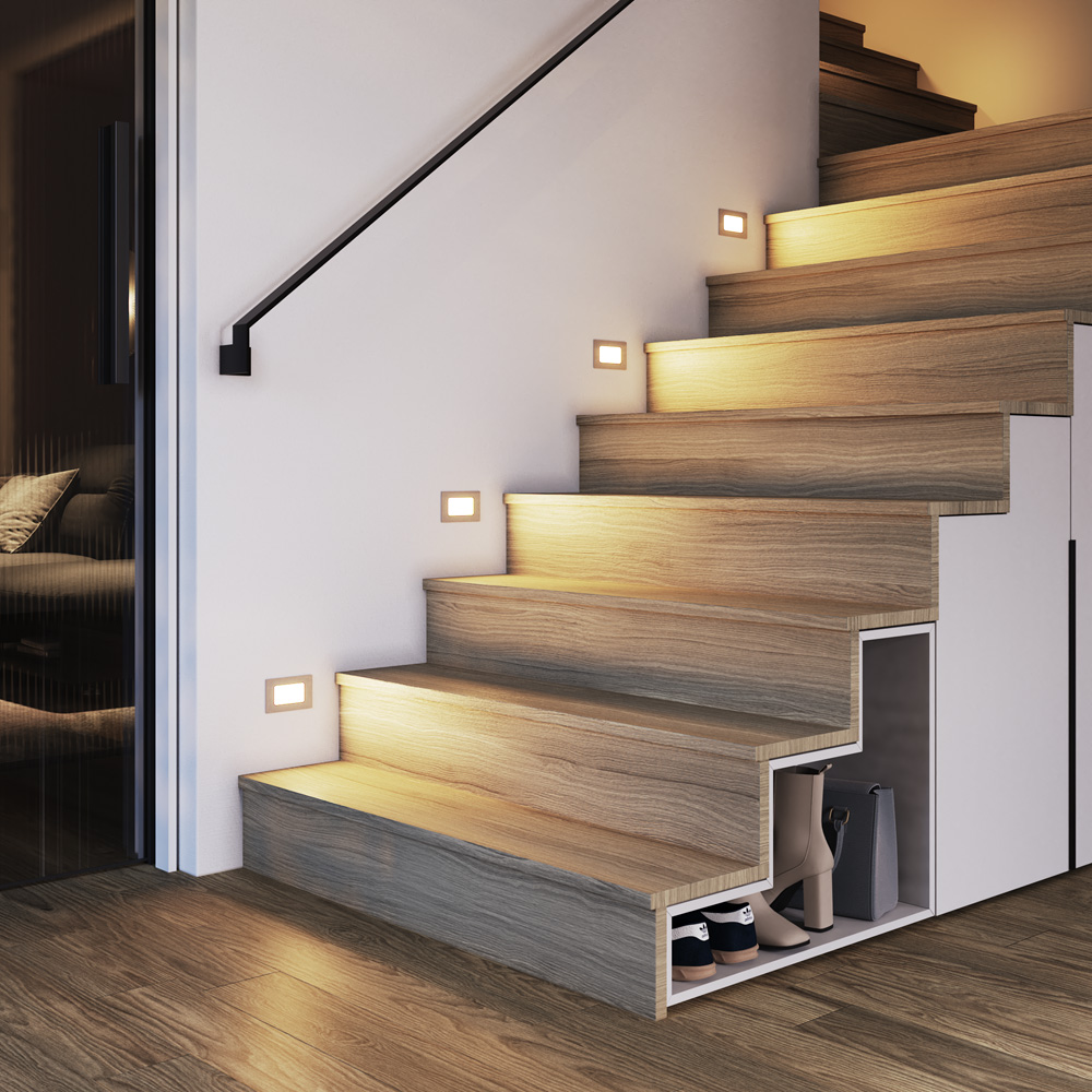 Sæt med 4 Dillon LED Væglampe - 3W - 3000K - IP54 - Rustfrit Stål