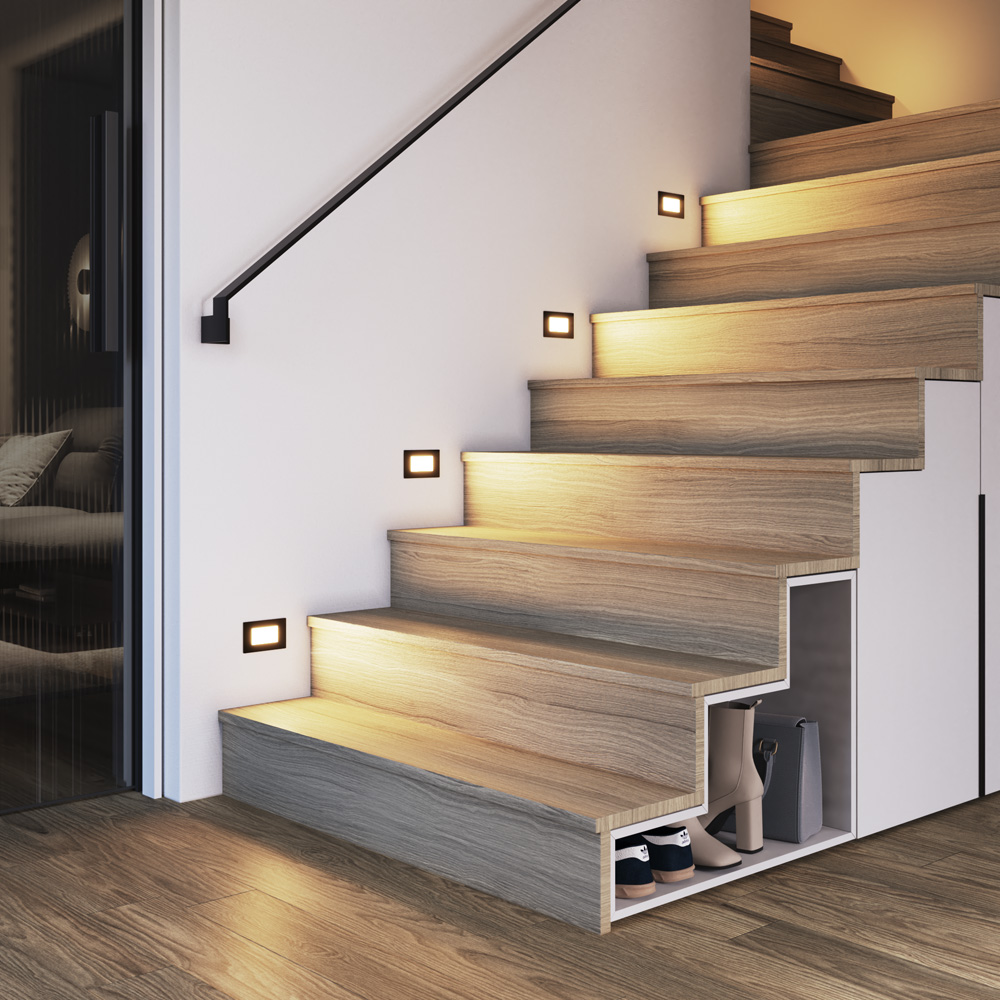 Sæt med 4 Dillon LED Væglampe - 3W - 3000K - IP54 - Sort