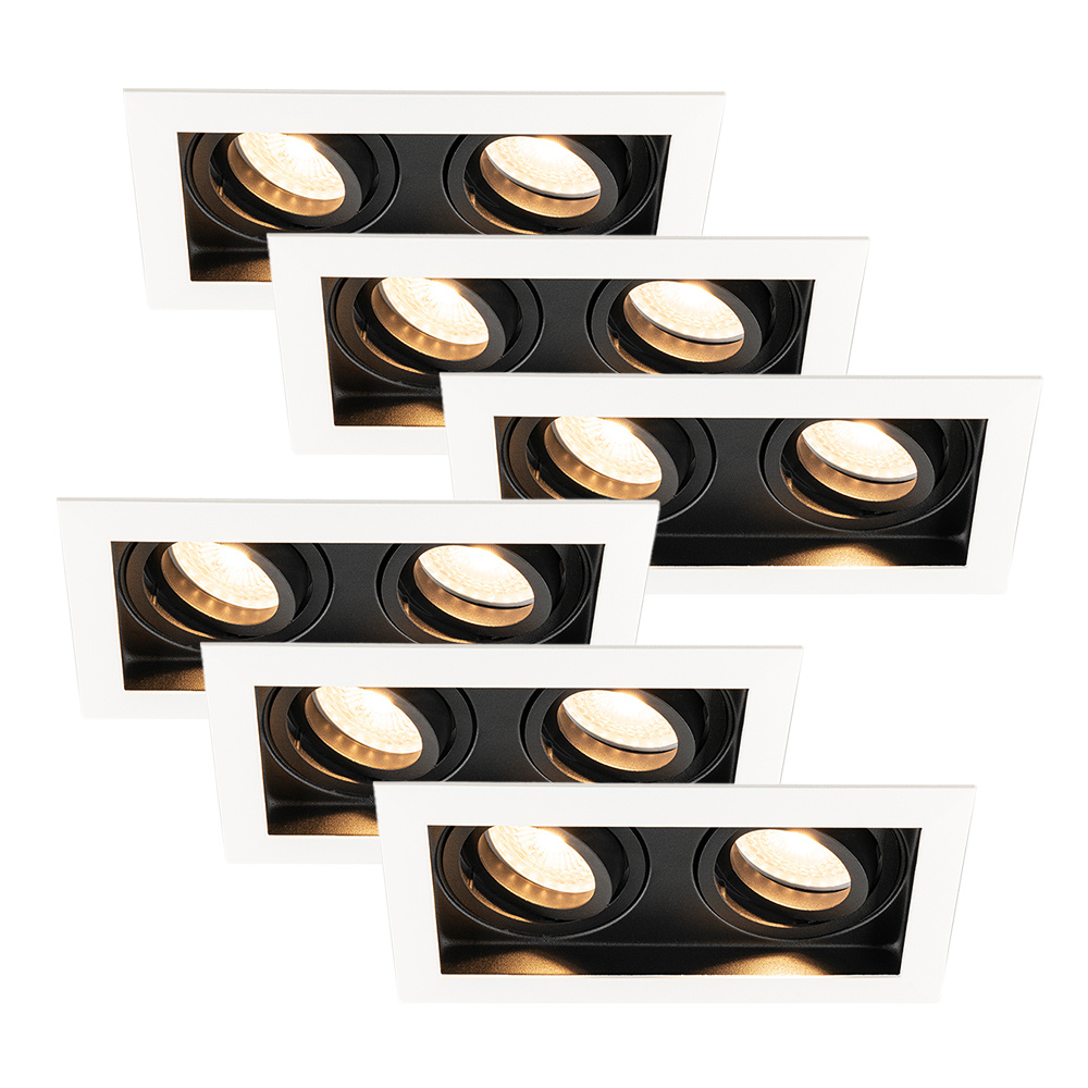 6x Durham LED indbygningsspots Firkant - 4W 345lm - 2700K - Vipbar - Sort