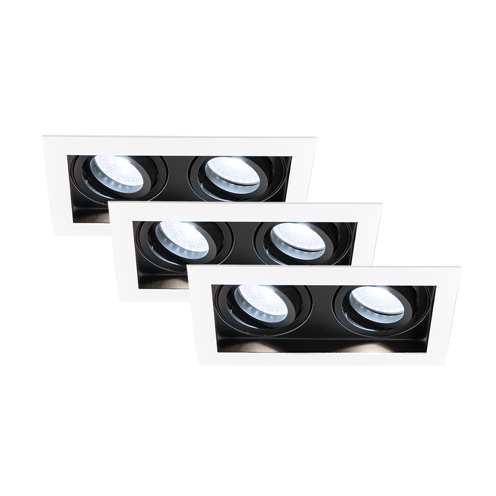 3x Durham Spot LED Encastrable carré - 4W 345lm - 6500K - Inclinable