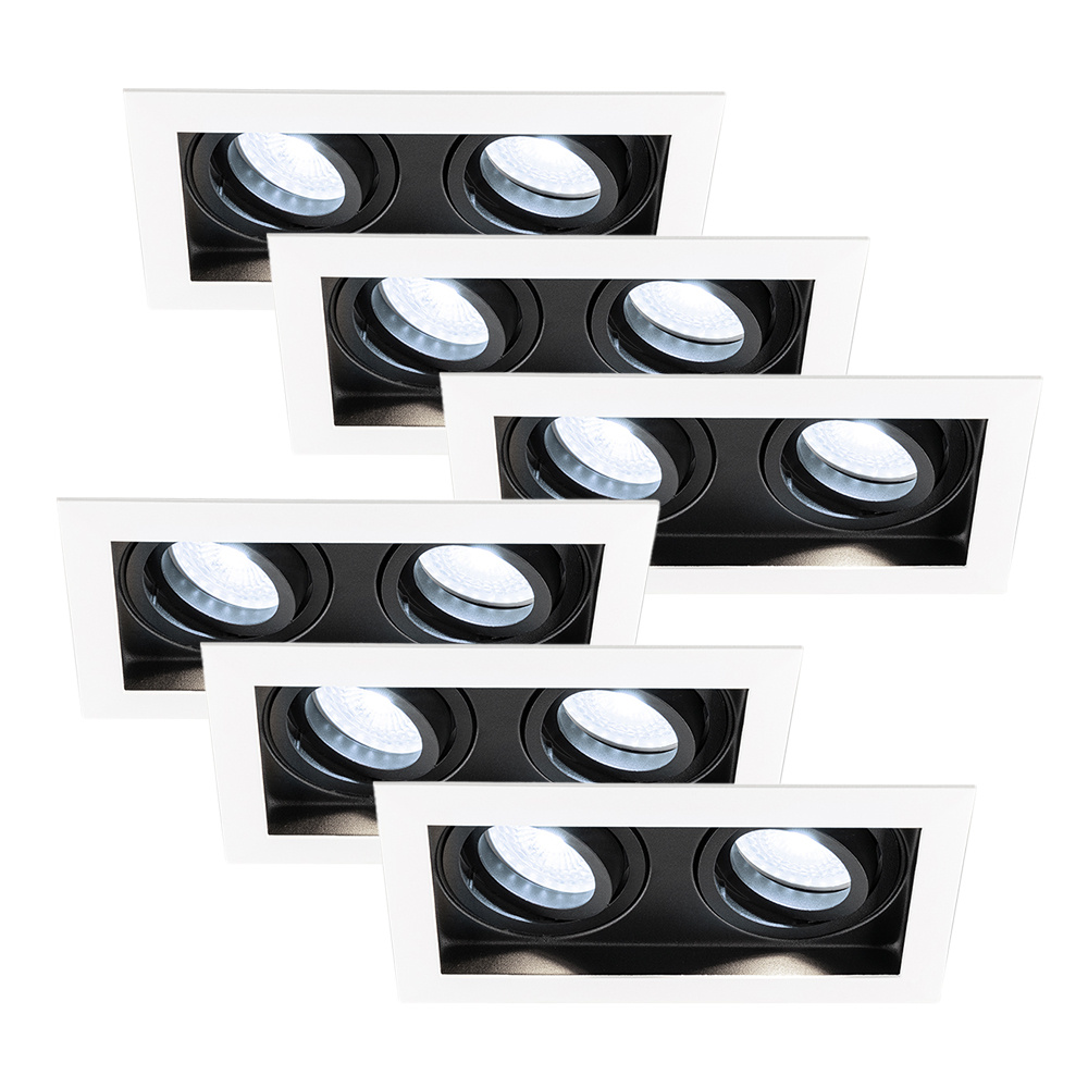 6x Durham Spot LED Encastrable carré - 4W 345lm - 6500K - Inclinable