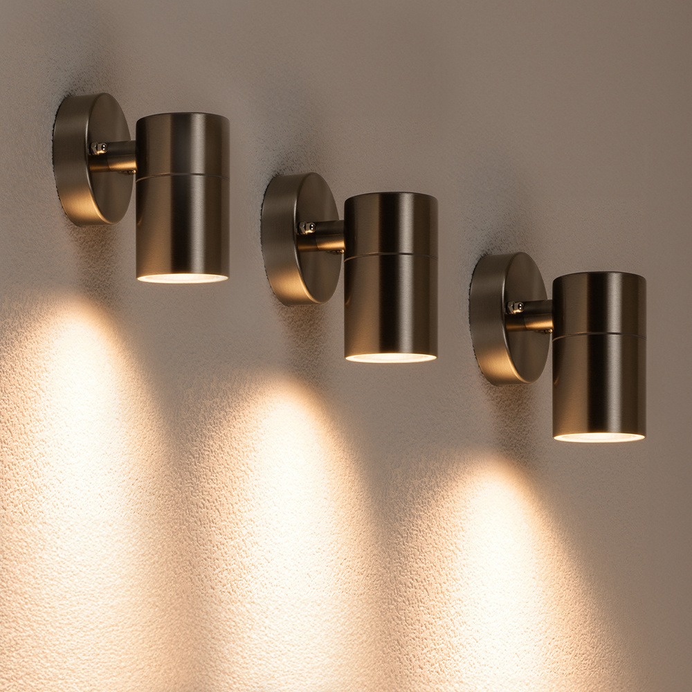 3x Mason Wandleuchten - IP44 - GU10 - 4W 345lm - 2700K - Dimmbar - Edelstahl