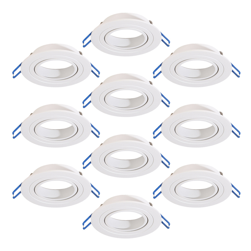 10x Balos GU10 Einbaurahmen IP20 Schwenkbar Weiß