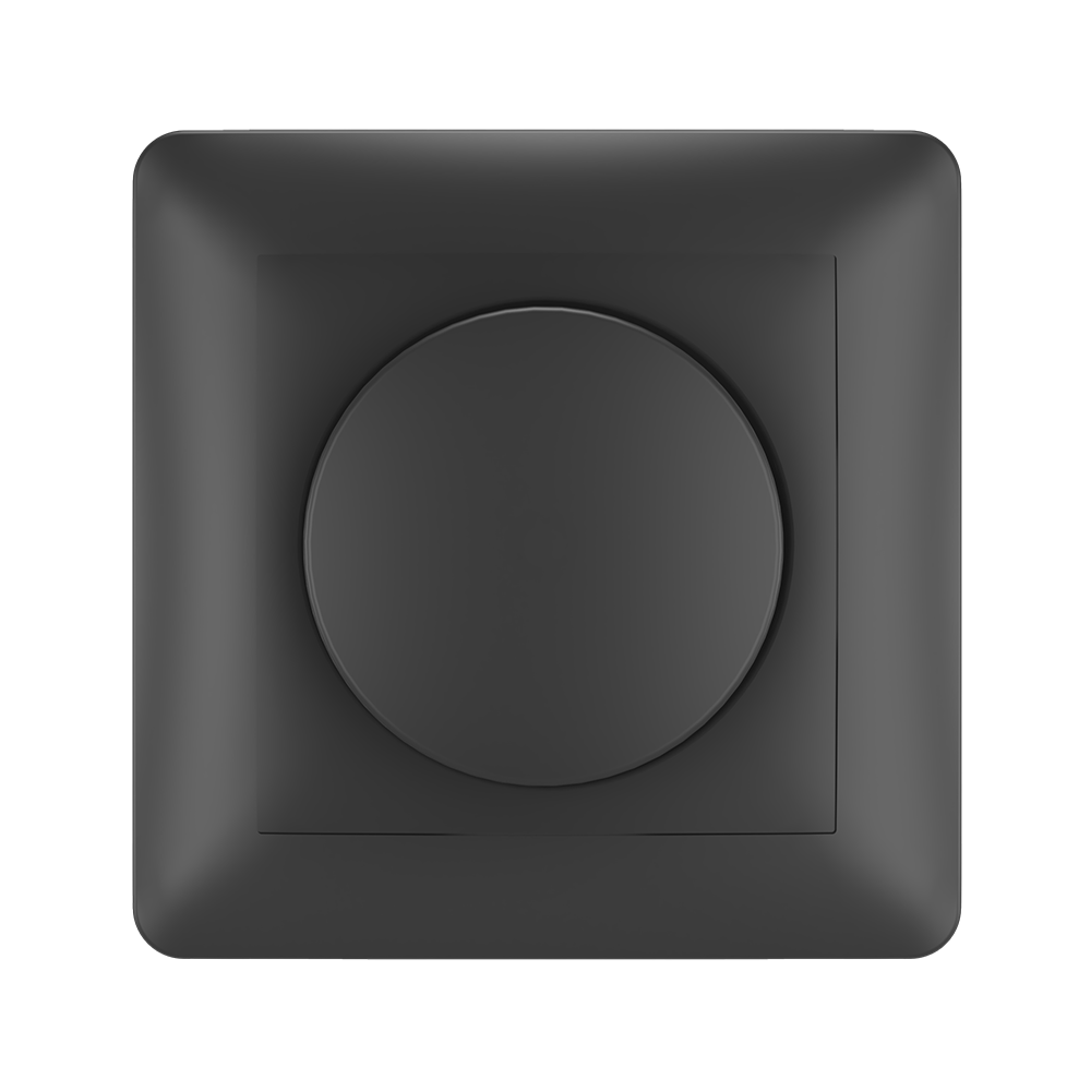 Dimmerknopf inkl. Zentralplatte und Rahmen – schwarz